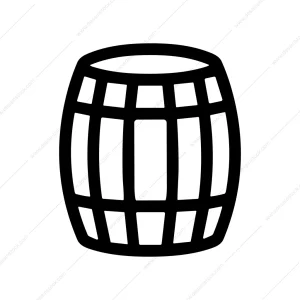 Simple Outline Rustic Barrel Silhouette Container Illustration