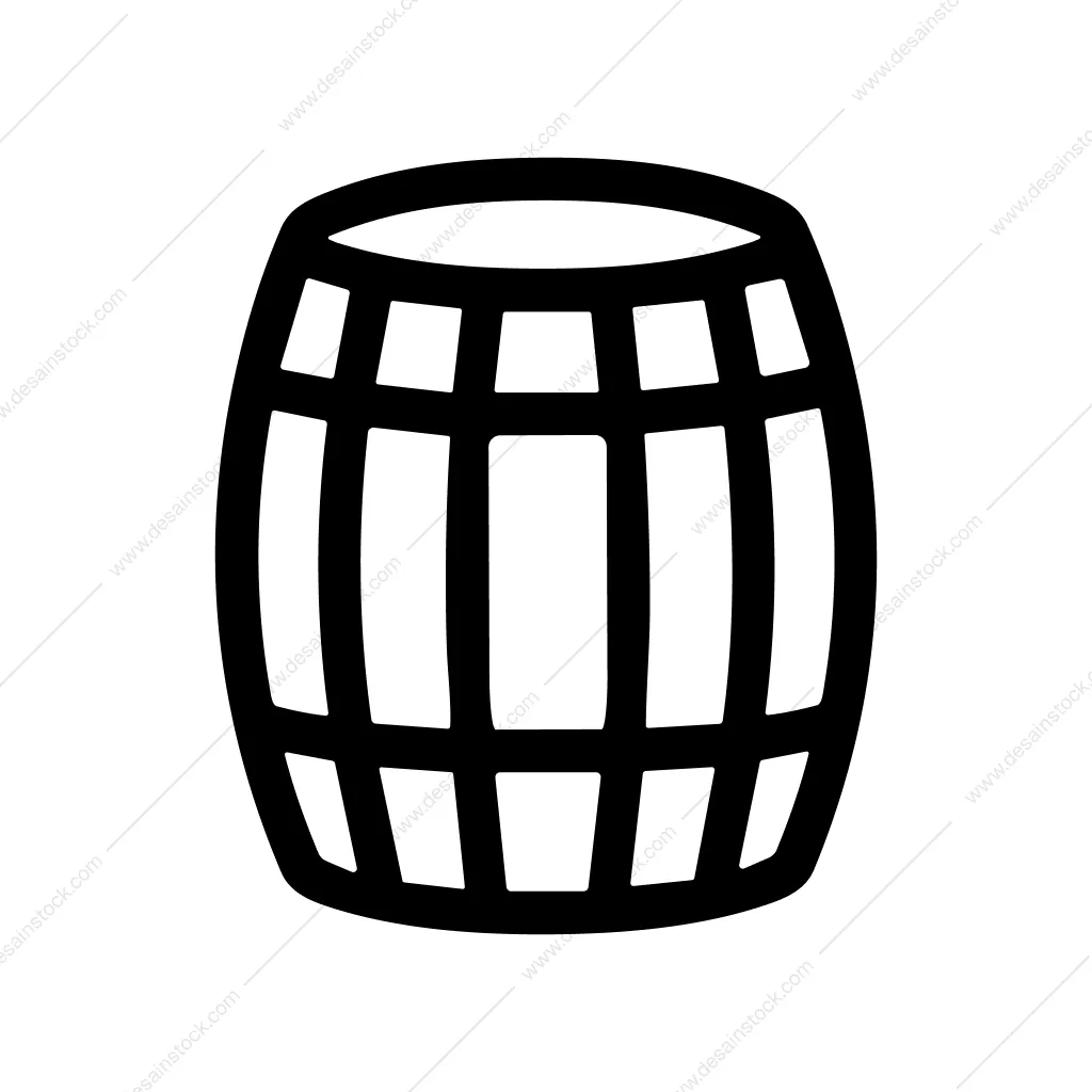 Simple Outline Rustic Barrel Silhouette Container Illustration