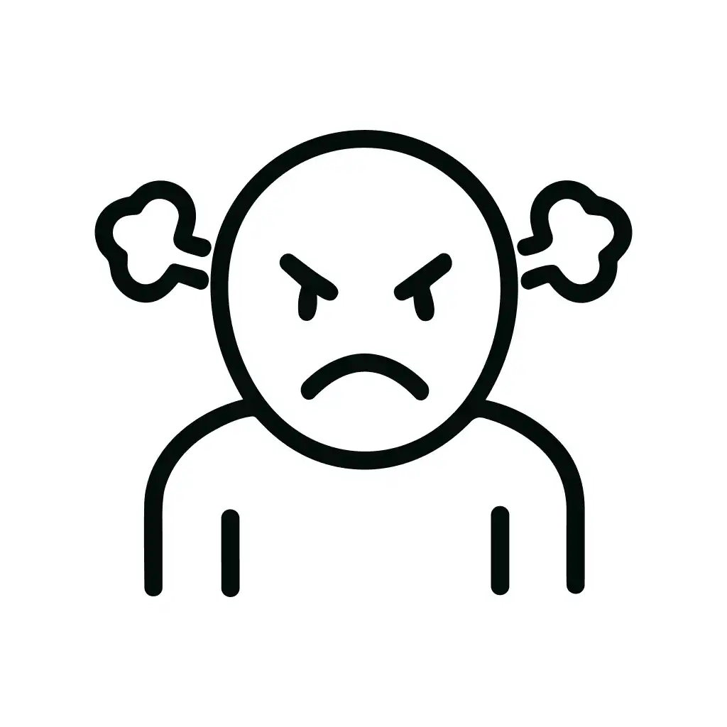 Simple Outline Irritated Person Angry Face Symbol Icon
