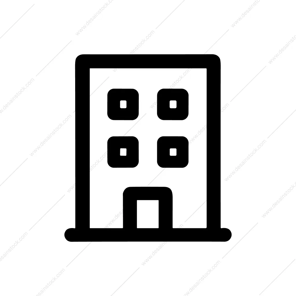 Minimalist Outline Residential Building Simple Shape Icon
