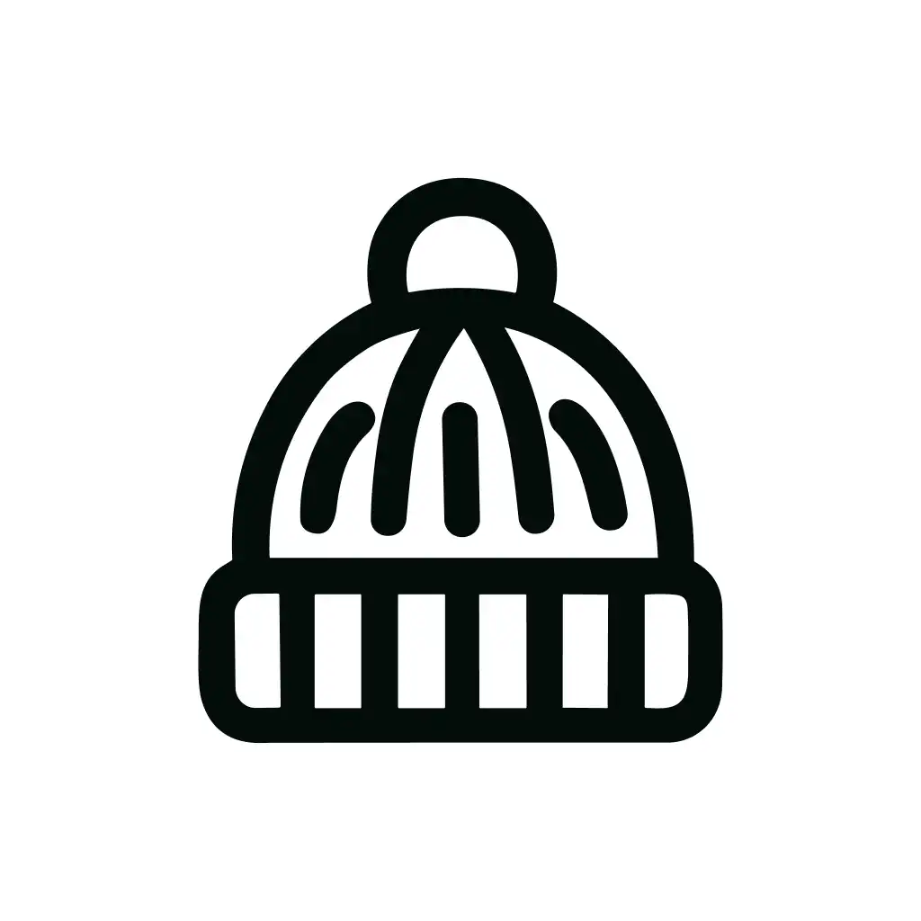 Minimalist Line Drawing Winter Beanie Hat Icon