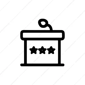 Outline Star Detailed Podium Speech Stage Icon
