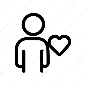 Simple Outline Person With Heart Shape Symbol Icon