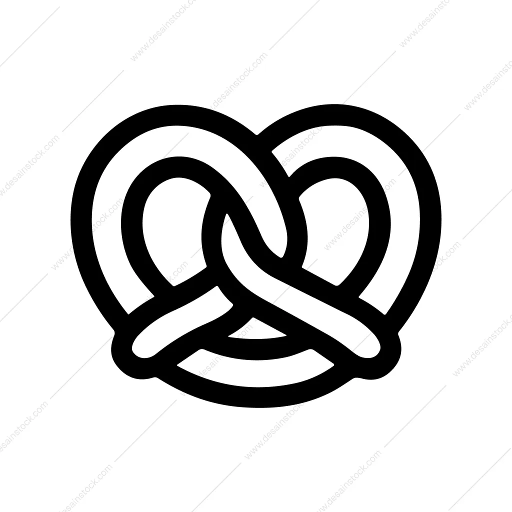 Simple Line Black and White Pretzel Food Icon