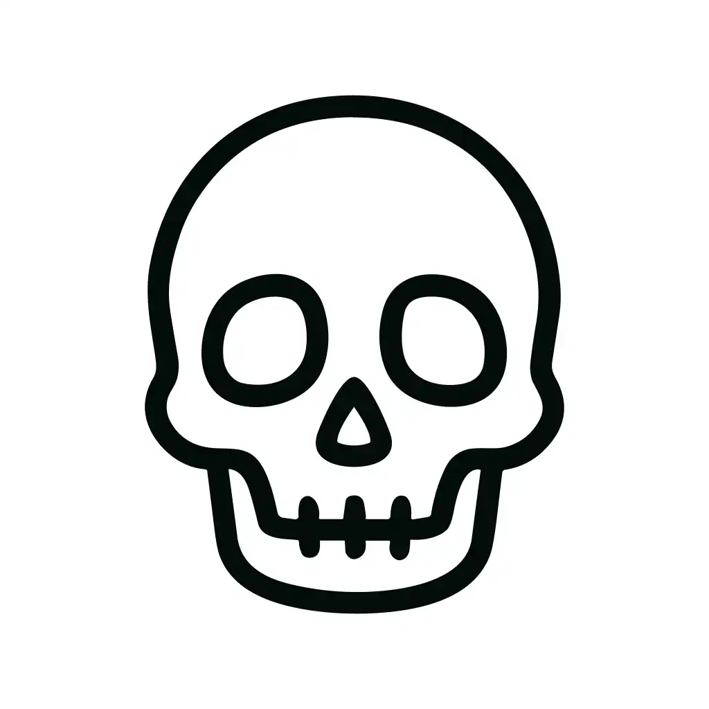 Simple Outline Skull Head Symbolic Death Icon