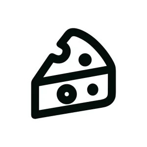 Minimalist Line Cheese Slice Food Icon Graphic