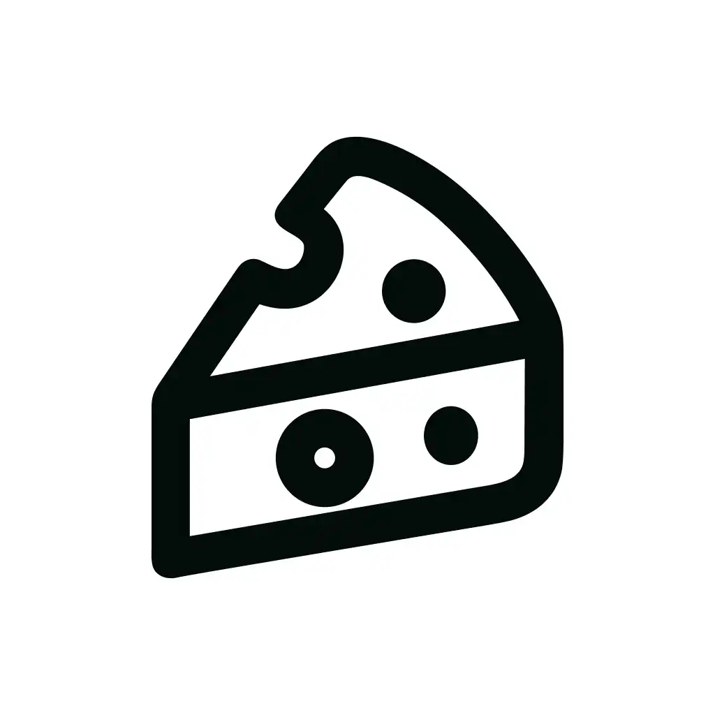 Minimalist Line Cheese Slice Food Icon Graphic