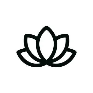 Minimalist Outline Lotus Flower Blossom Floral Shape Icon