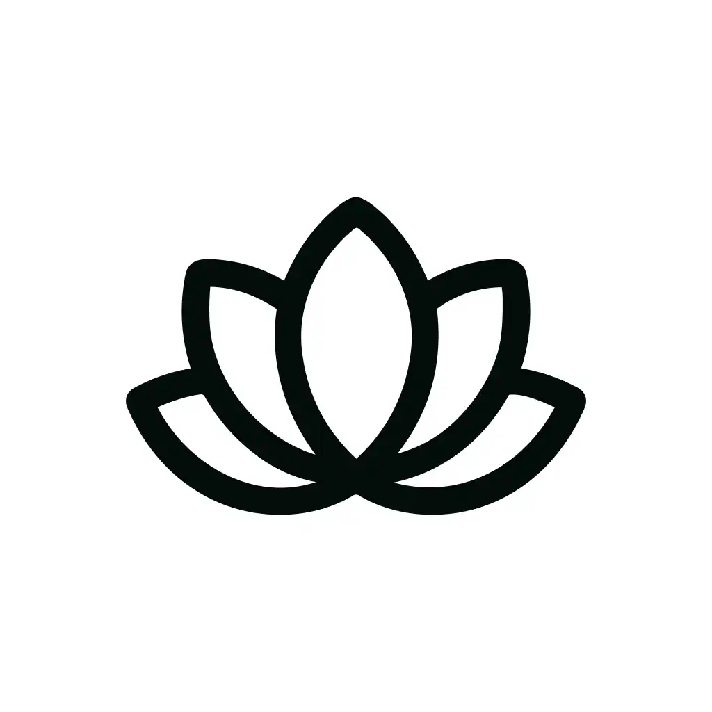 Minimalist Outline Lotus Flower Blossom Floral Shape Icon