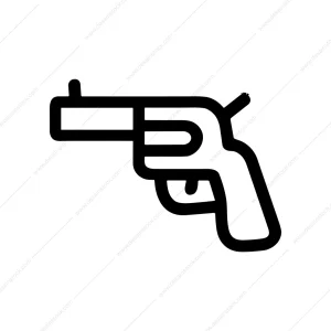 Bold Outline Handdrawn Revolver Weapon Dangerous Sign Icon