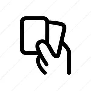 Minimalist Outline Hand Holding Square Card Shape Icon
