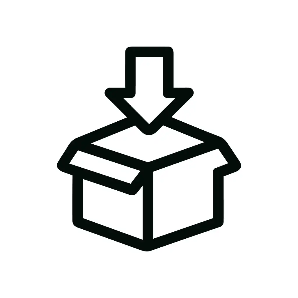 Simple Outline Arrow Entering Open Box Shape Icon
