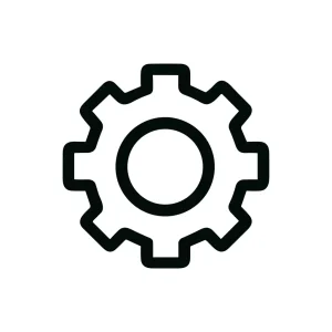 Minimalist Outline Simple Gear Wheel Mechanism Machine Settings Icon