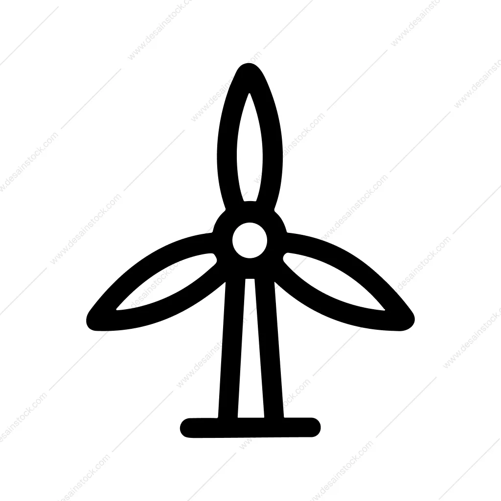 Simple Line Windmill Turbine Icon Clean Energy Symbol