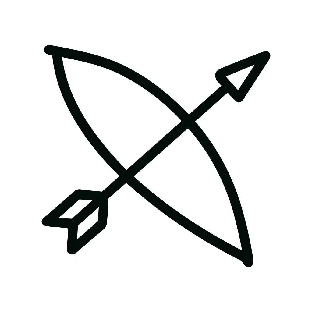 Outline Simple Arrow with Bow Symbol Icon