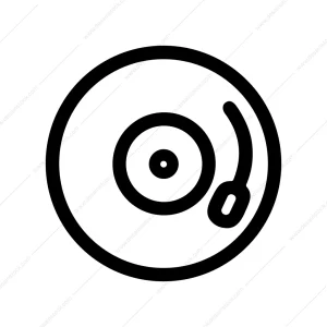Simple Line Art Record Player Music Icon