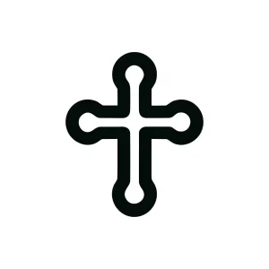 Outline Rounded Tip Cross Religious Symbol Icon