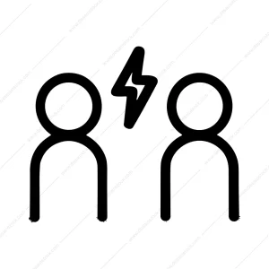 Minimalist Outline Conflict Between Two People Icon