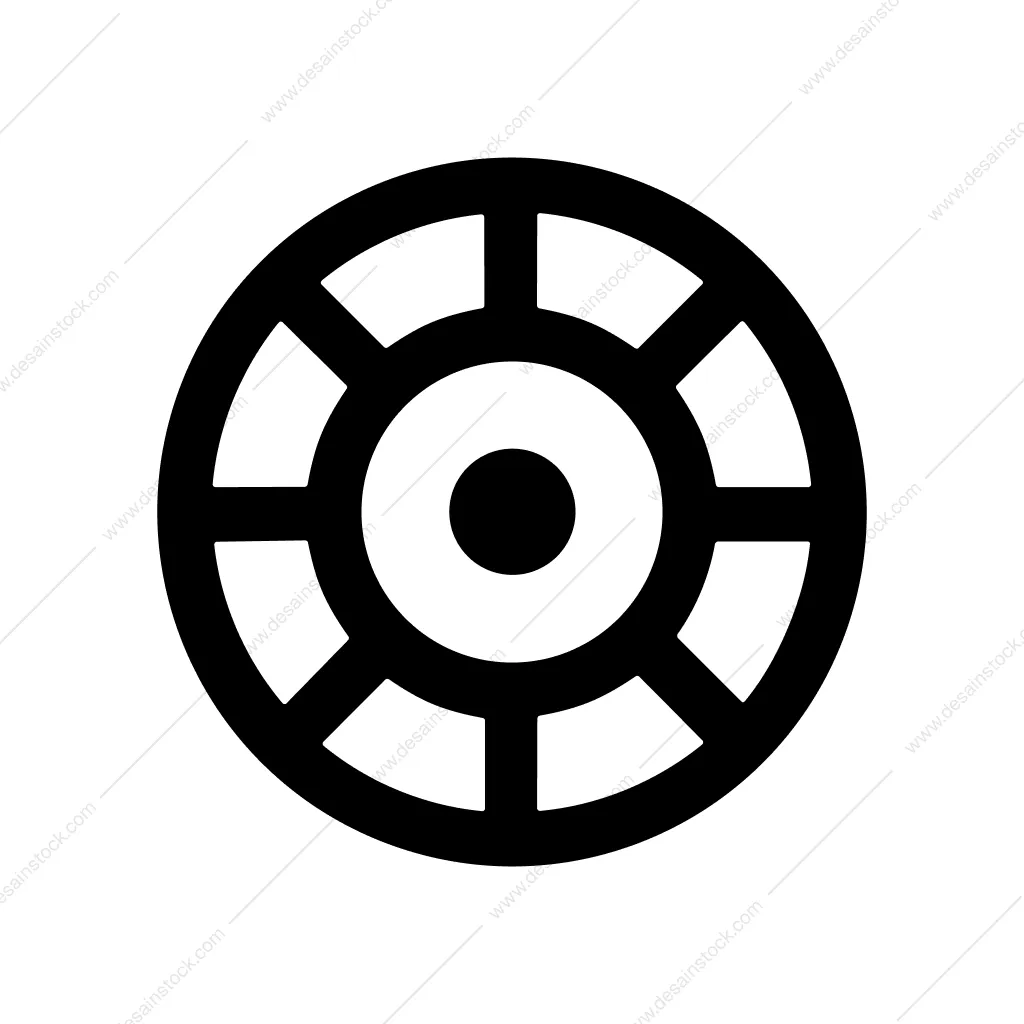 Minimalist Circle Radial Spoked Wheel Geometric Symbol Icon