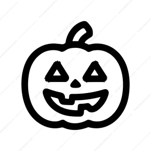 Simple Outline Halloween Pumpkin Face Carving Icon