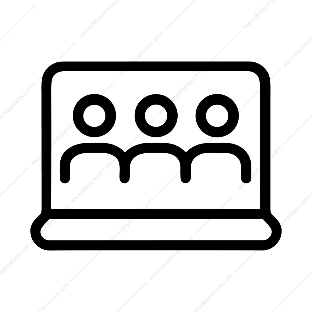 Outline Simple Group Meeting Online Communication Icon