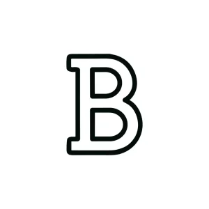 Simple Bold Outline Letter B Initial Monogram Graphic Alphabet