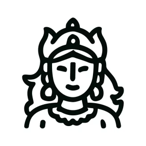 Outline Line Goddess Icon Traditional Hindu Character