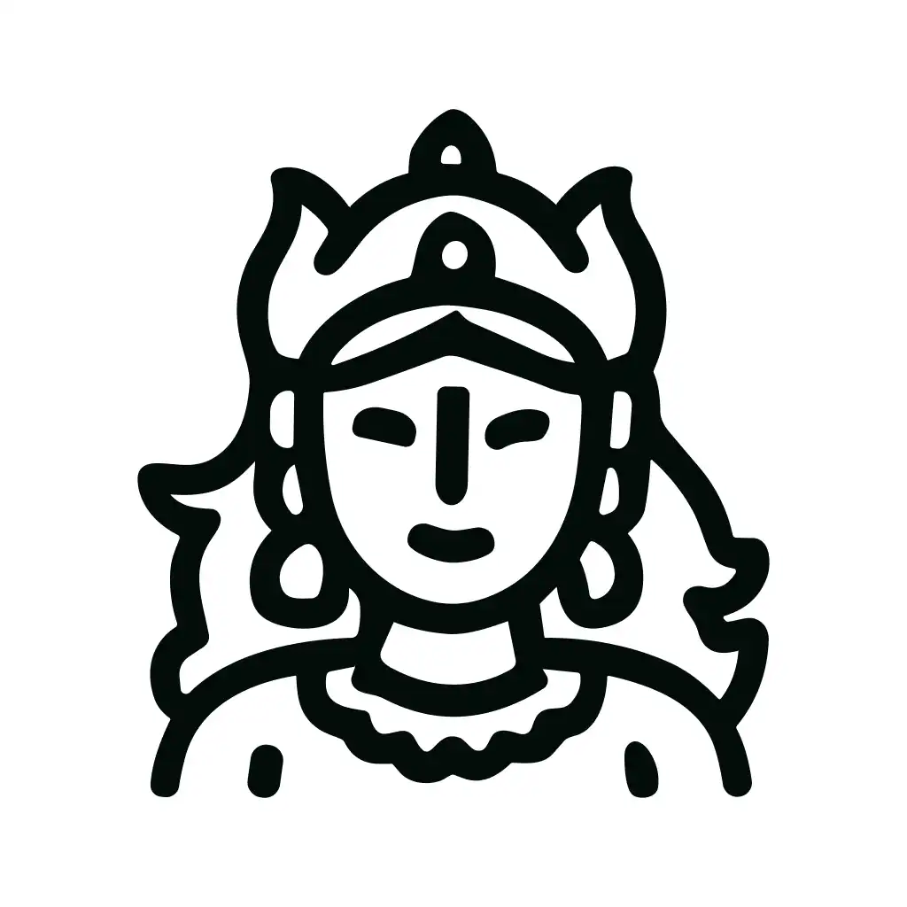 Outline Line Goddess Icon Traditional Hindu Character