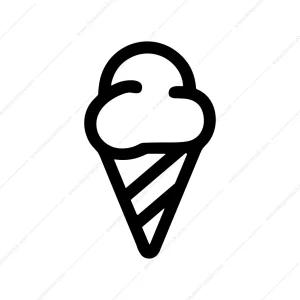 Line Drawing Simple Ice Cream Cone Dessert Icon