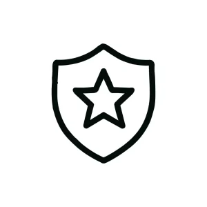 Simple Line Shield with Star Icon Symbol
