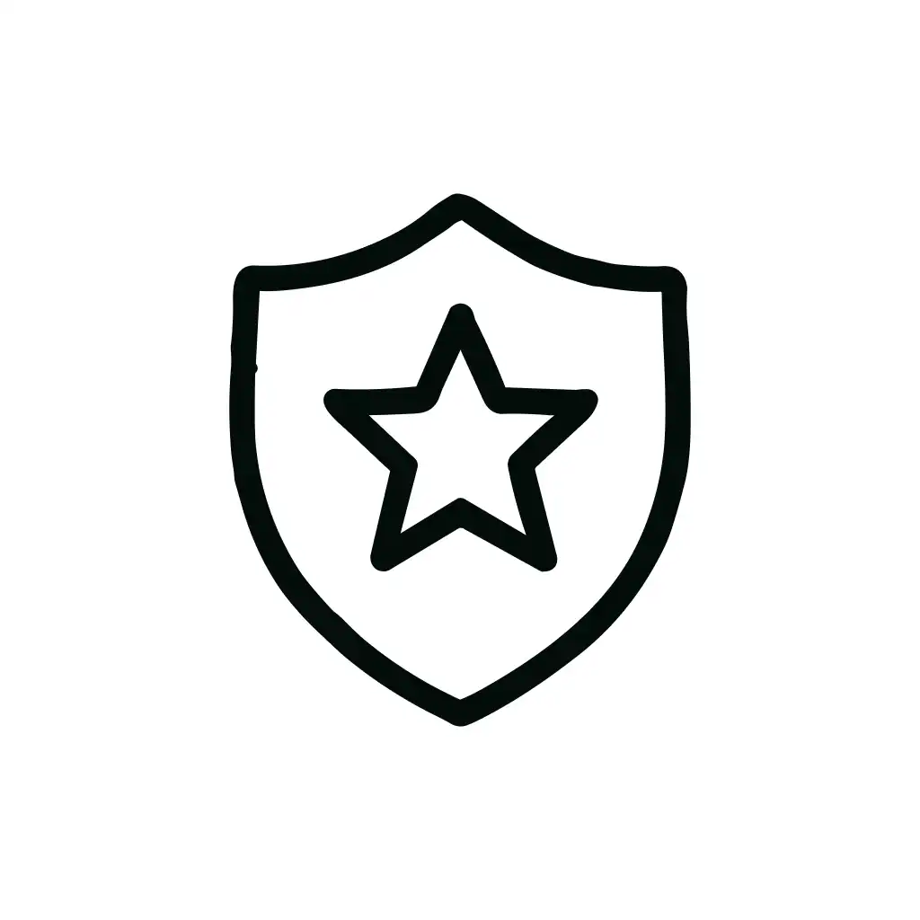Simple Line Shield with Star Icon Symbol