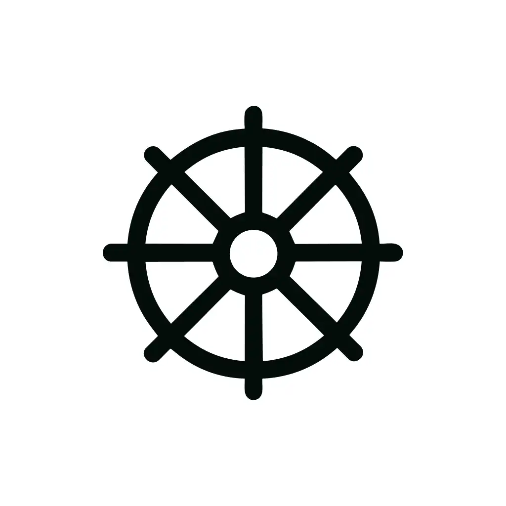 Simple Outline Circle Ship Wheel Steering Icon