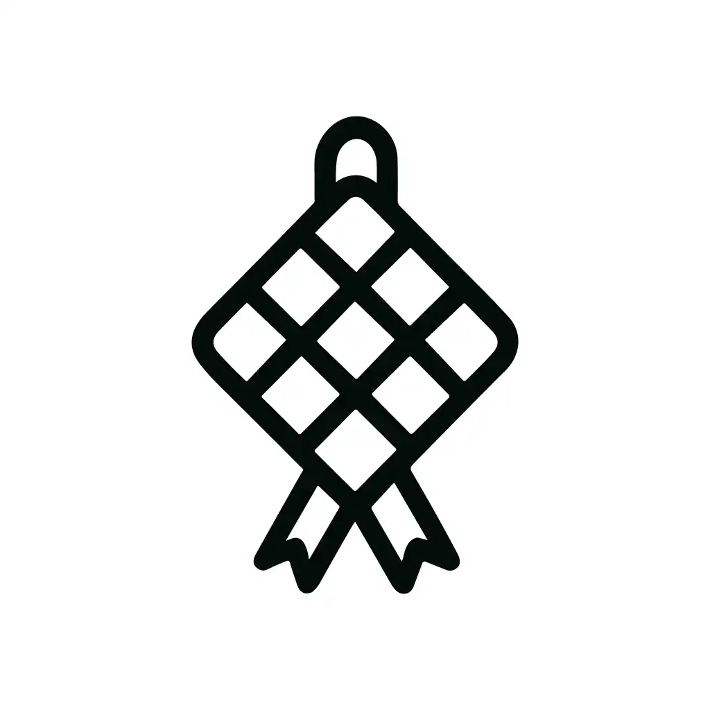Outline Simple Ketupat Diamond Rice Cake Icon