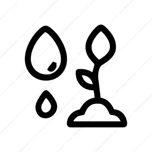 Line Drawing Sprout and Water Drop Farming Icon