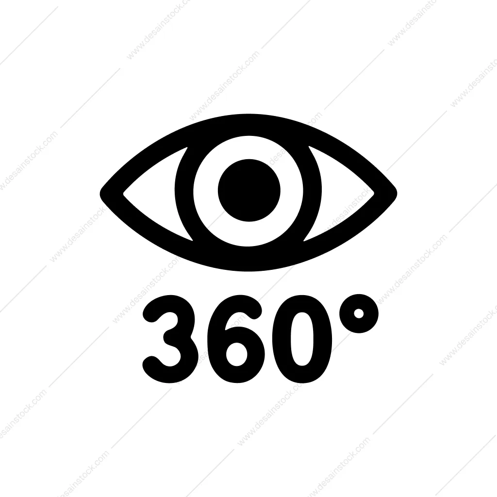 Minimalist Simple Eye 360 Degree View Sign Symbol
