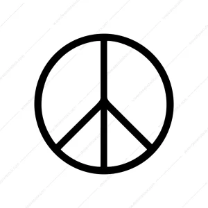Simple Line Circle Peace Symbol Flat Design Element