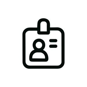Simple Outline Badge Identity Card with Person Icon and Information