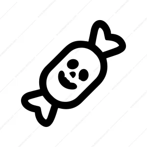 Simple Outline Cartoon Candy Face Halloween Sweet Icon