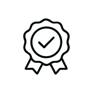 Simple Line Style Achievement Badge with Check Mark Sign Shape Icon