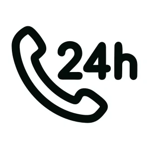 Simple Outline 24 Hour Phone Support Communication Icon