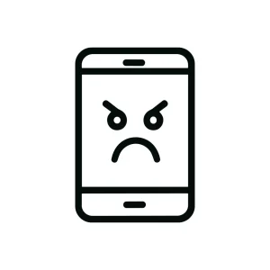 Simple Outline Angry Mobile Phone Application Icon