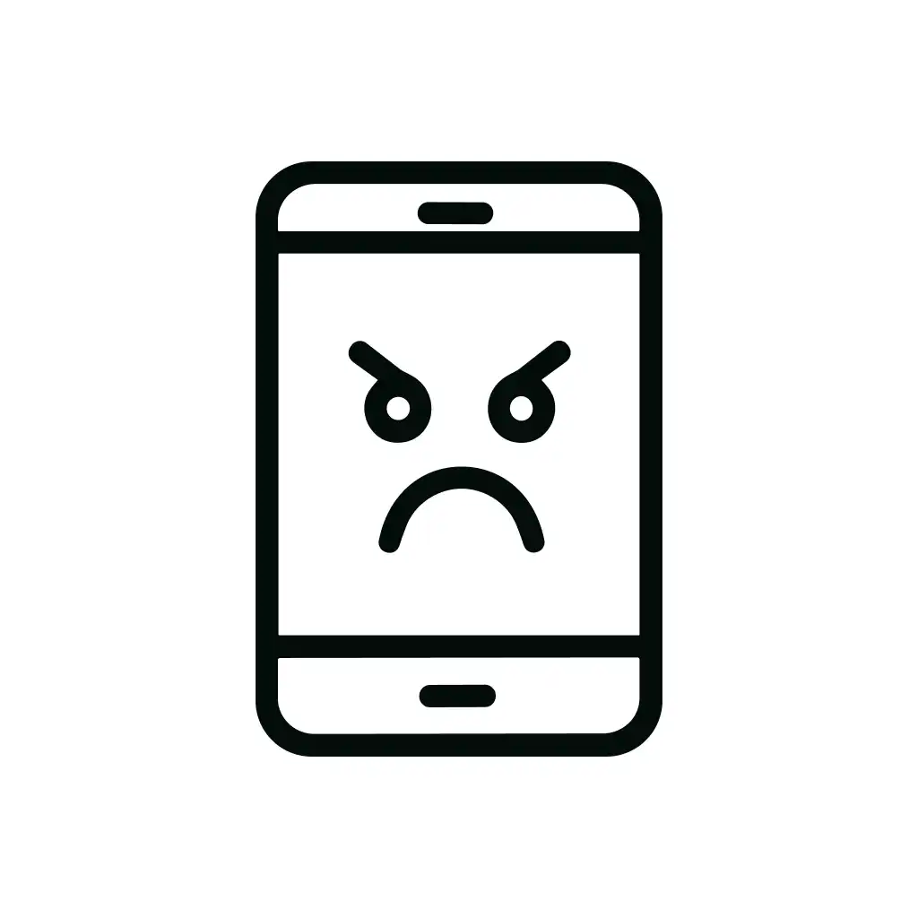 Simple Outline Angry Mobile Phone Application Icon