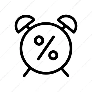 Simple Outline Percentage Alarm Clock Shopping Promotion Icon