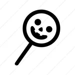 Simple Outline Halloween Lollipop Face Candy Icon