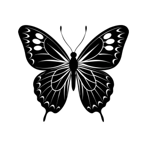 Detailed Silhouette Butterfly Insect Nature Beauty Elegant Artwork Design