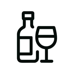 Minimalist Outline Wine Bottle and Glass Drink Icon