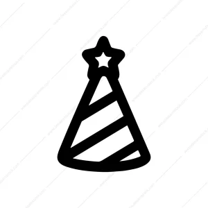 Simple Outline Striped Party Hat Celebration Graphic Element