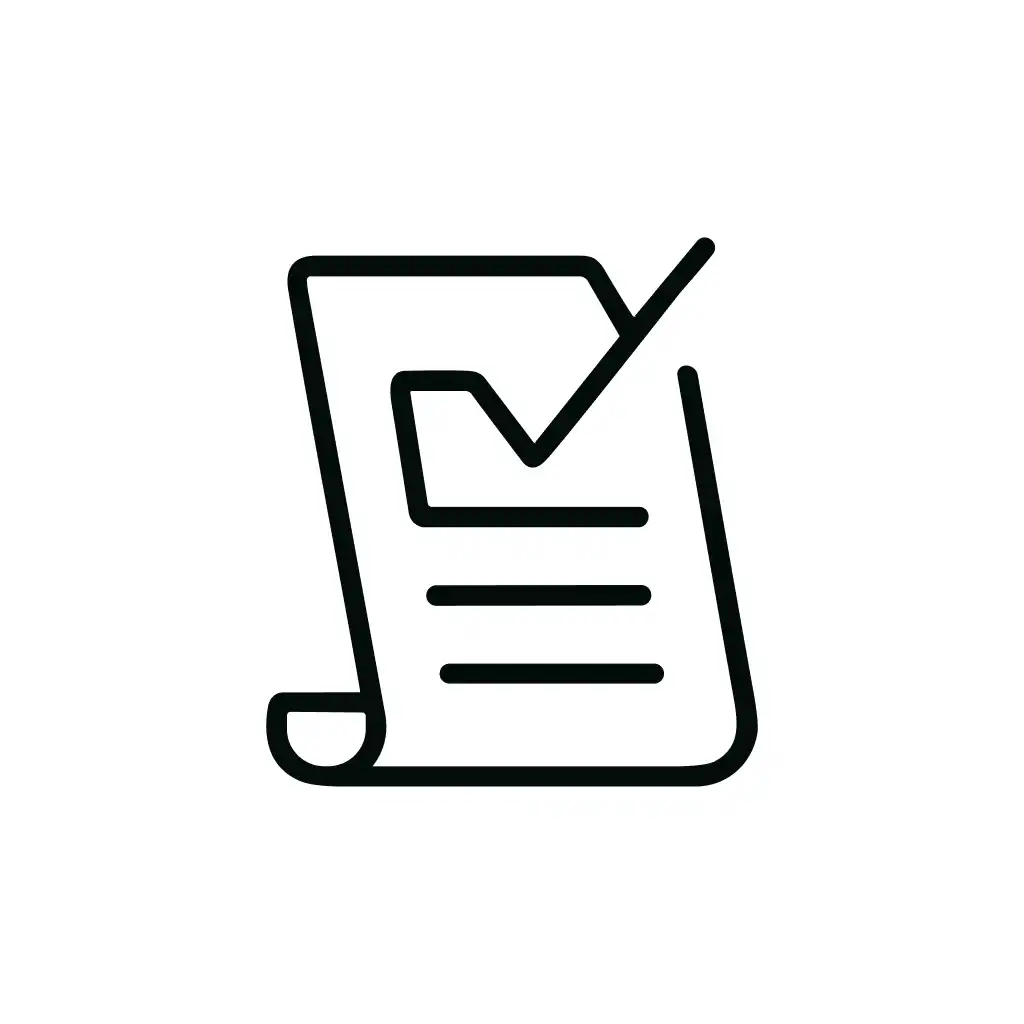 Simple Outline Filled Checkmark Document Sign Shape Icon Isolated