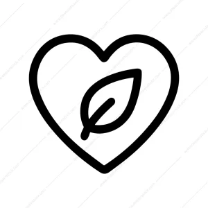 Minimalist Outline Heart with Leaf Nature Symbol Icon