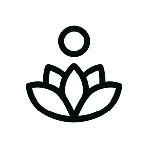 Minimalist Outline Lotus Flower with Circle Above Meditation Icon